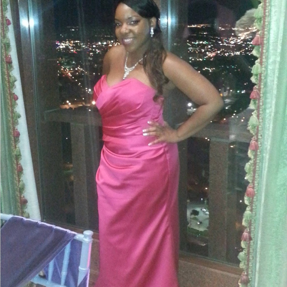 Impressions Pink Strapless Satin Gown for Prom